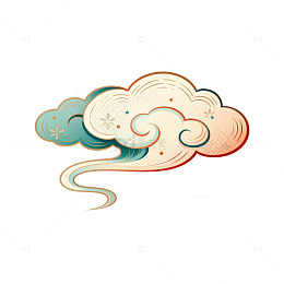 彩绘中国风祥云图案装饰元素