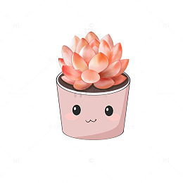 卡通多肉植物插画设计素材