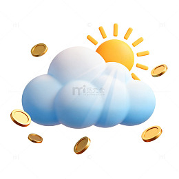 卡通天气图标金币元素设计