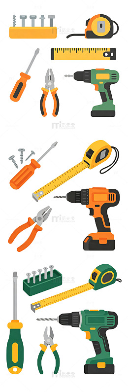 五金工具卡通扁平元素