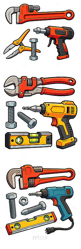 五金工具卡通扁平