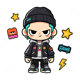 潮玩潮流卡通扁平风格