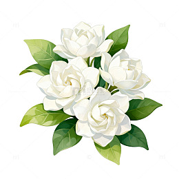 插画风栀子花艺术装饰画素材