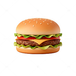 卡通汉堡美食插画