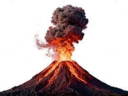 火山喷发壮观天空火焰浓烟