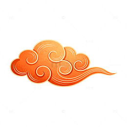 橙色调传统云纹图案装饰元素