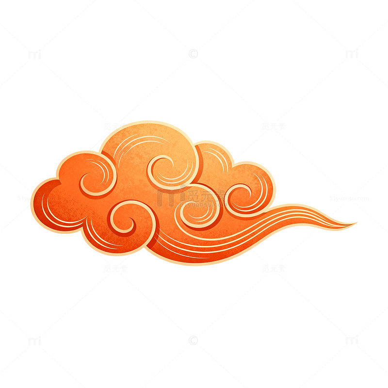 橙色调传统云纹图案装饰元素