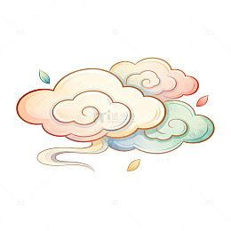 彩绘云彩插画素材