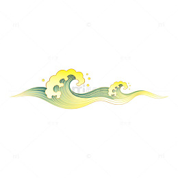 淡雅海浪插画元素