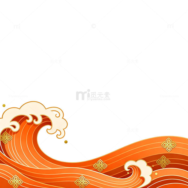 东方海浪装饰图案设计元素