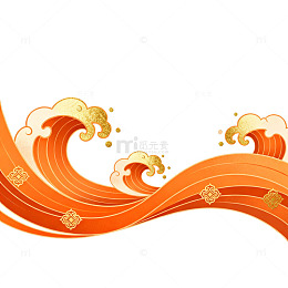 东方风格波浪云纹图案设计素材