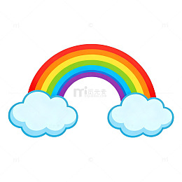 彩虹云朵卡通插画
