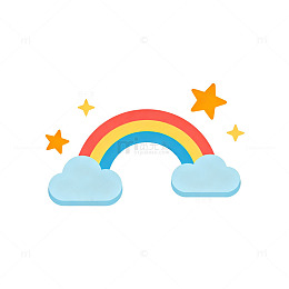 彩虹云朵星星卡通插画
