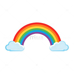 彩虹云朵卡通插画