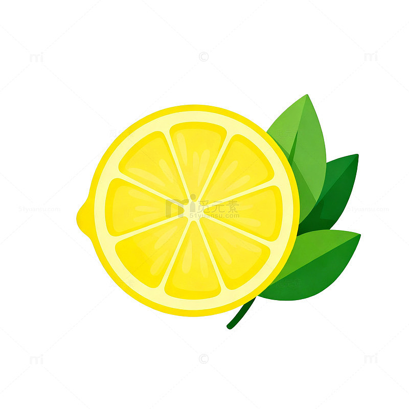 卡通柠檬切片插画素材