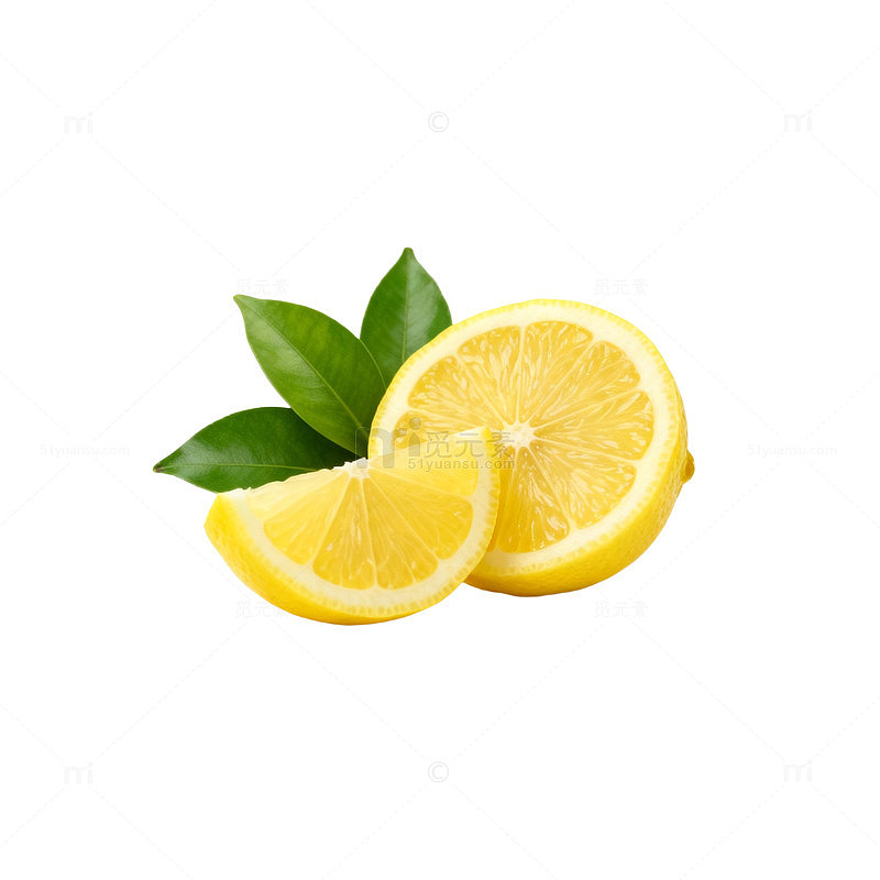 清新柠檬与绿叶素材