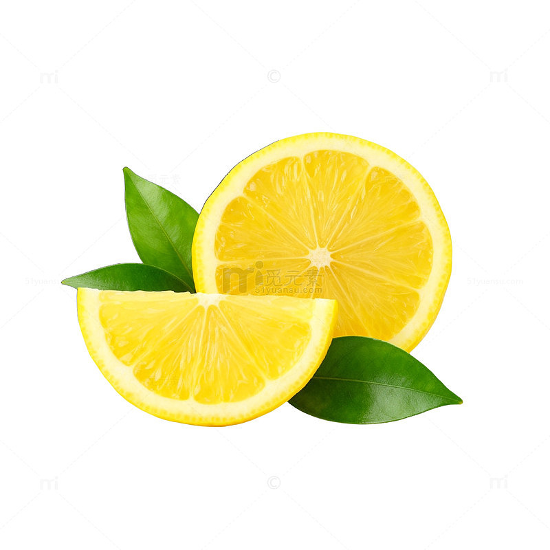 透明背景柠檬切面设计元素