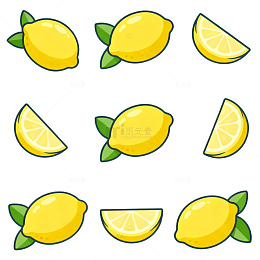 卡通柠檬图案插画设计素材