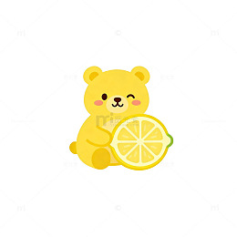 卡通小熊柠檬图案设计素材