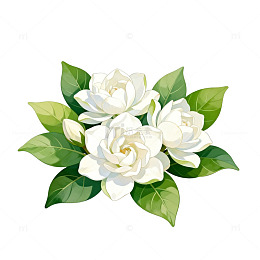 清新水彩栀子花插画设计素材