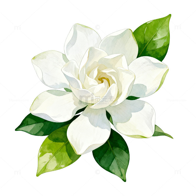 水彩画风格栀子花