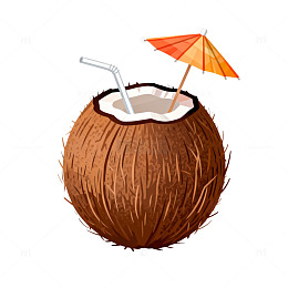 椰子饮料卡通插画
