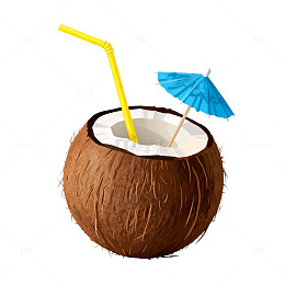 卡通椰汁饮料设计元素
