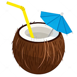 椰汁饮料卡通图案设计元素