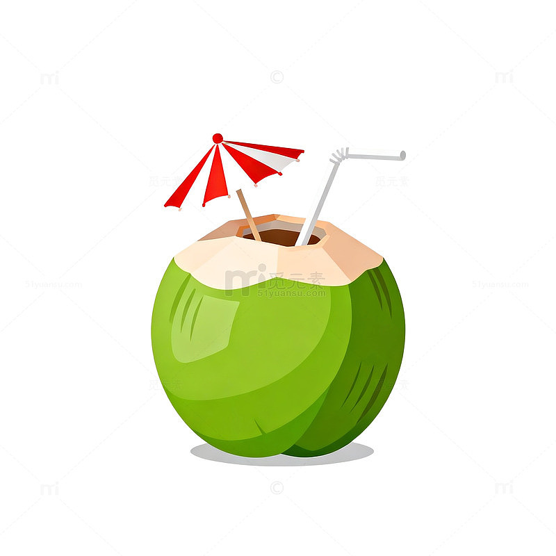 卡通椰子饮料插画素材