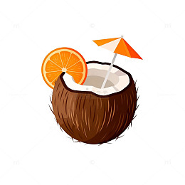 卡通椰子饮料插画素材