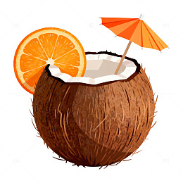 椰橙饮料插画设计素材
