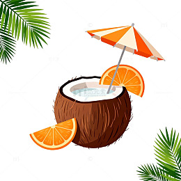 热带风情椰子饮料矢量插画