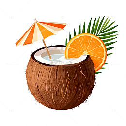 椰子饮料插画素材
