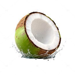 新鲜椰子水飞溅插画