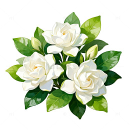 插画风格白色花朵素材
