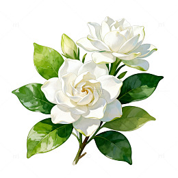 水彩风格栀子花插画素材