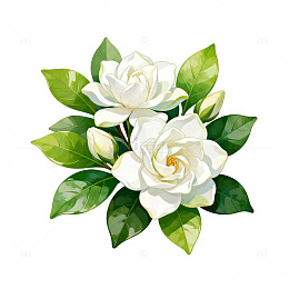 手绘风格栀子花插画素材