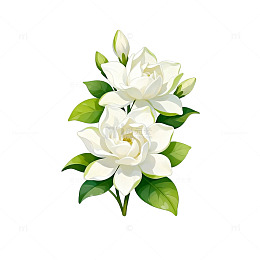 插画风格栀子花矢量素材