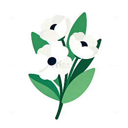 简约风白色花朵插画设计素材