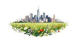 城市花园插画设计素材