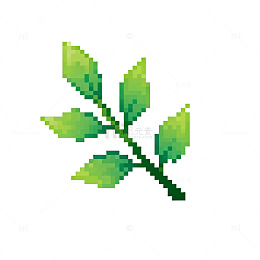 像素风绿叶图案装饰设计元素