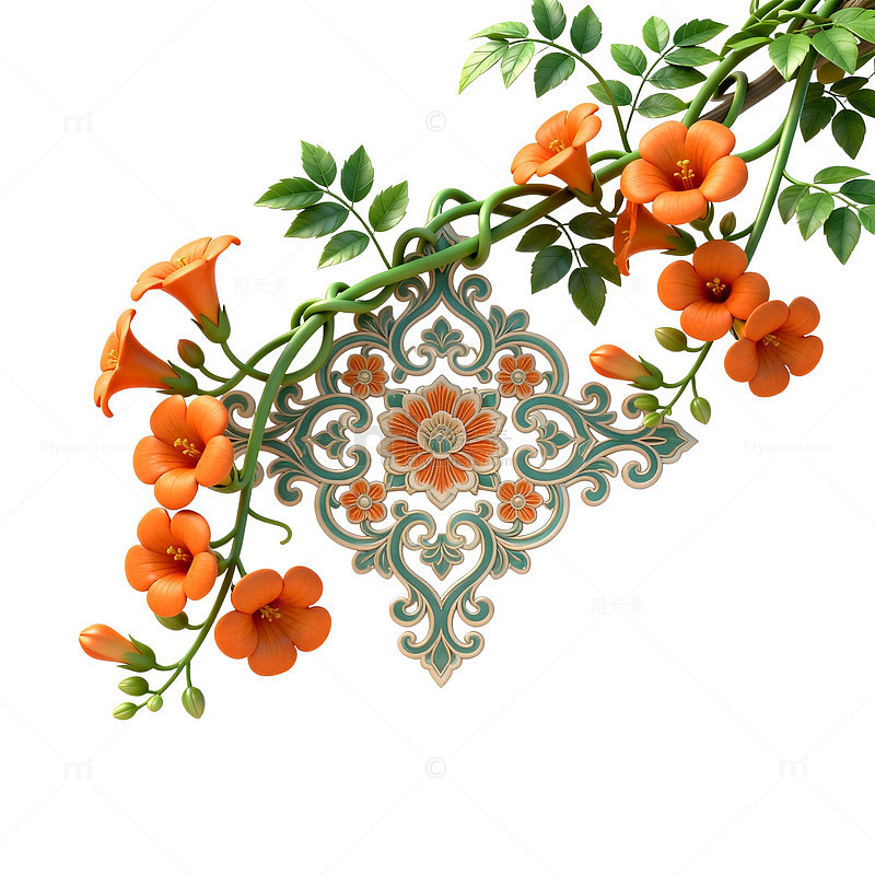 中国风花卉装饰图案设计素材