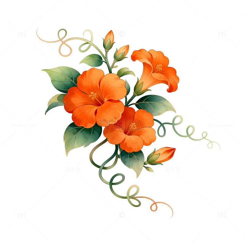 水彩花卉装饰图案设计素材