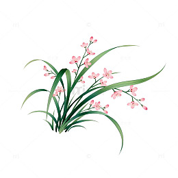 水墨兰花淡雅插画设计元素