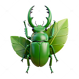 绿色甲虫插画素材