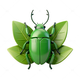 绿色甲虫与叶片融合设计
