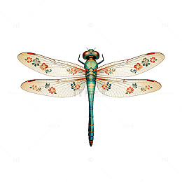 精致蜻蜓图案设计素材