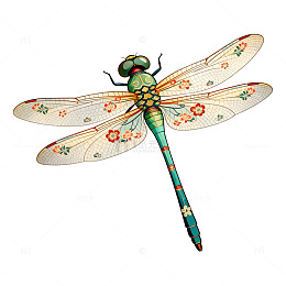 彩绘蜻蜓艺术设计插画
