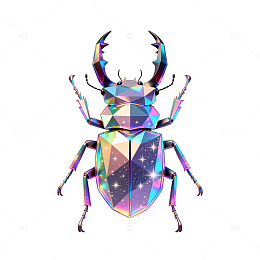 几何风格甲虫创意插画