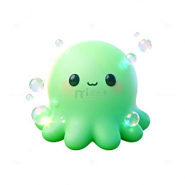 可爱绿色章鱼卡通形象